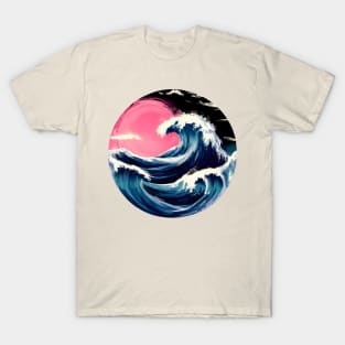 The Great Wave off Kanagawa synthwave painting T-Shirt